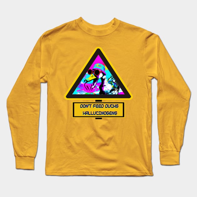 Please don't feed the Crazy Vaporwave Duck with Bucket Hat Long Sleeve T-Shirt by Trippy Critters